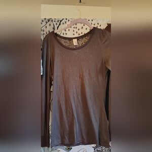 BKE Brown Fitted Long Sleeve Tee